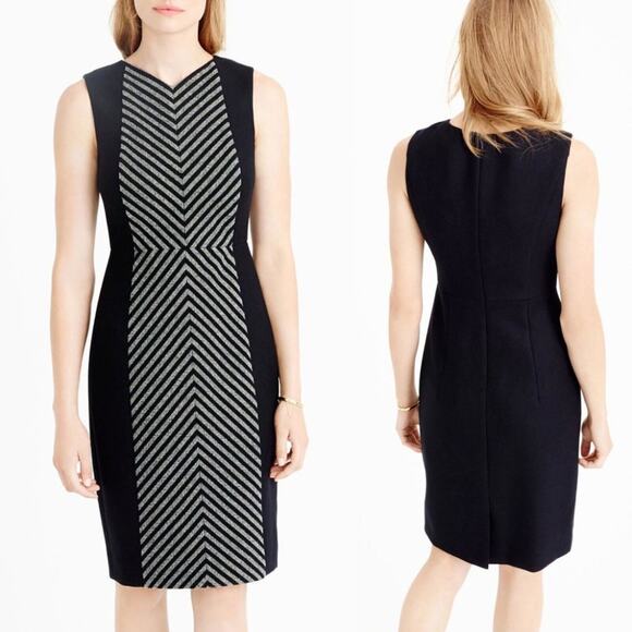 J.Crew Sleeveless Chevron Tweed Wool Pencil Sheath Dress, Size 00P (MSRP $168) - Picture 6 of 6